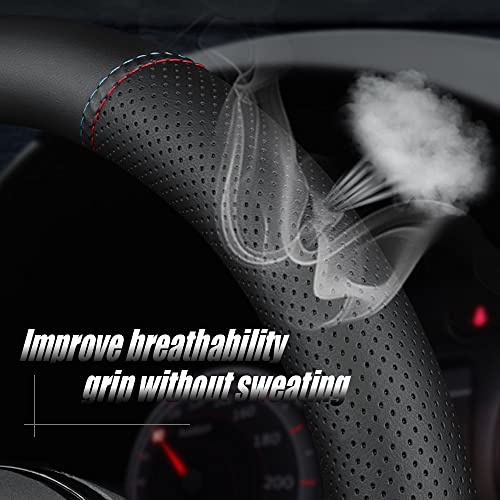 New Nappa Leather Car Steering Wheel Cover, Comfortable, Non-Slip, Sporty Style. for BMW Car Steering Wheel Covers. Black and Blue - Image 4