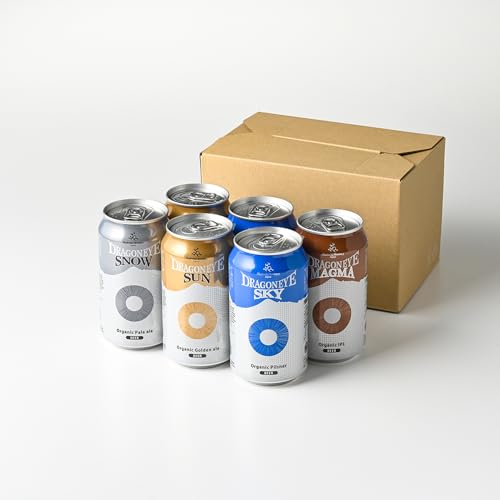 オーガニックビール ドラゴンアイ 4種飲み比べ ( スカイ・マグマ・サン・スノー ) 350ml缶×6本セット 太極舎 暁ブルワリー 常温配送