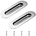MOROBOR Lot de 2 poignées de porte coulissantes ovales en acier inoxydable argenté avec trou latéral encastré pour tiroir, armoire