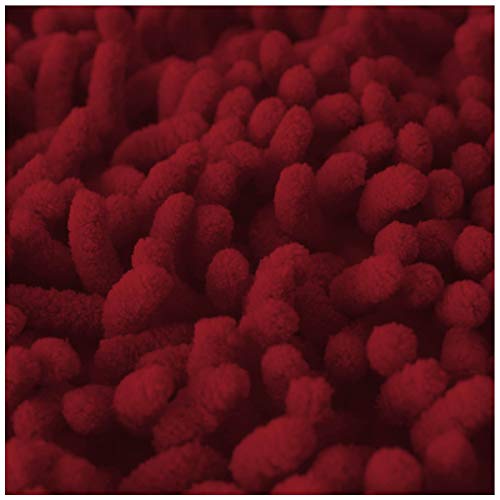 GAVENO CAVAILIA Luxury 2 Piece Loop Bath Mat Anti Slip Pedestal Set, Extra Absorbent 100% Microfiber Chenille Bathroom Toilet Rug, Regular (50x80, 50x40 cm), Deep Red, Microfibre