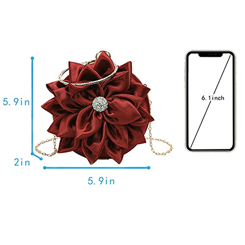 Image of Buddy Women Rose Shaped Clutch Soft Satin Wristlet Handbag Wedding Party Purse