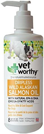 Vet Worthy Dripless Wild Alaskan Salmon Oil for Dogs, 8 oz