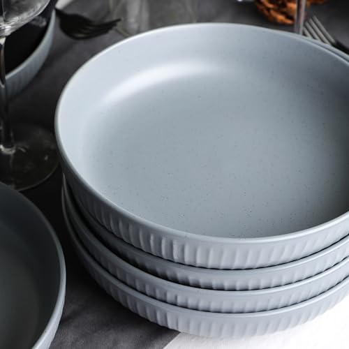 Image of Stone Lain Logan Stoneware Pasta Bowl Set of 4, Grey