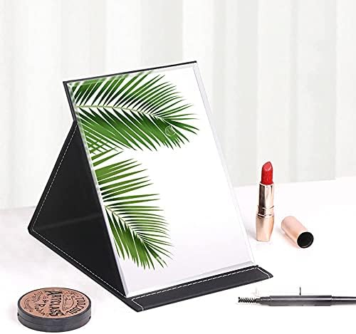 SITAKE 2Pcs Portable Leather Folding Mirrors, Compact Folding Makeup Mirror with Adjustable Stand for Travel, Office Des (Min&L, 25.5 * 18cm)