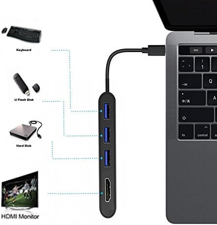 XINYINGER USB Type C Hub; USB Type C To HDMI 4K USB Type C To USB 3.0 x 3; USB 3.1 (Type C) To HDMI; ultra high speed USB 3.1 to USB 3.0; support USB C port device such as MacBook / ChromeBook Pixel