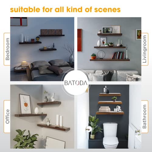 Batoda - Solid Steel Floating Shelf Bracket (8 Pcs) - Blind Shelf Supports - Hidden Brackets For Floating Wood Shelves - Blind Shelf Support – Screws And Wall Plugs Included (6 Inch Rod, 8) #TOP5