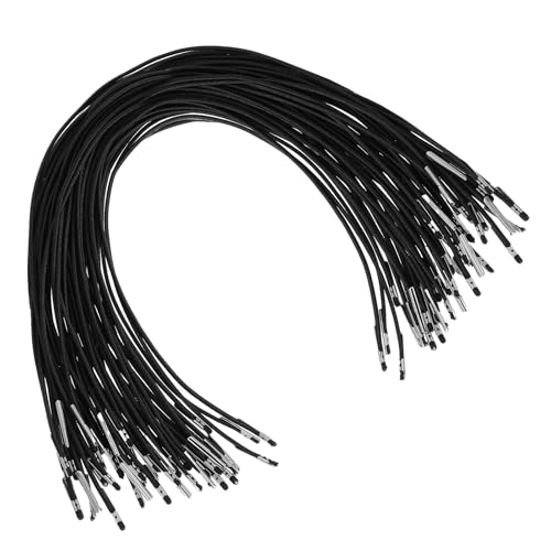 Elastische Widerhaken Cord, 50Stück Elastische Kordeln mit Metall Widerhaken Verschluss Schwarze Stretch Runde Schnur Weiche Dehnbare Kordel für Masken, DIY Partyhüte, Menüs, Buchbinden, Geschenktüten