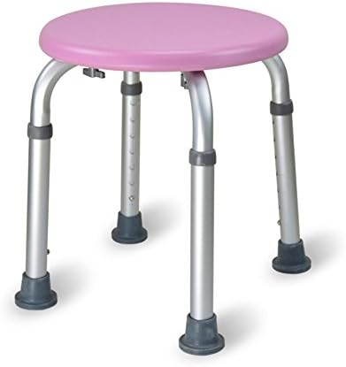 Active Authority Adjustable Skidproof Aluminium Alloy Shower Stool - Round Bathtub Chair - Portable Tub Bench - Safe Bath Seat - up to 300lbs - Pink