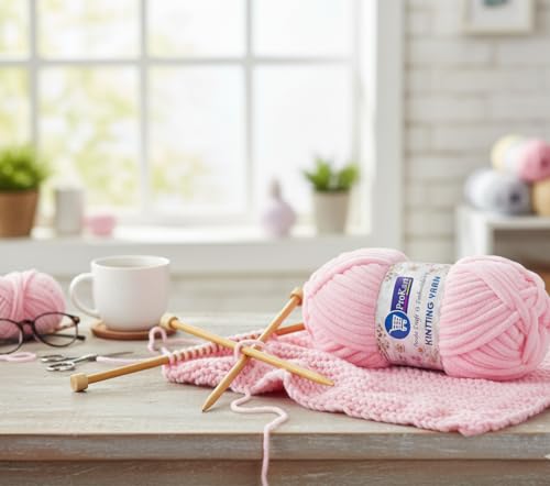 Image of ProKart Premium Blankie Wool, Plush & Cuddly, Chenille Yarn Supersoft Hand Knitting Wool Ball | Blanket Thick /Mottu Yarn Ball Suitable for Hand Knitting and Crocheting (Baby Pink, 100gms x 1 Pack)