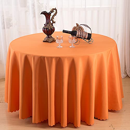 Nappe de table ronde de fête orange 220cm pour grande table de salle à manger et banquet