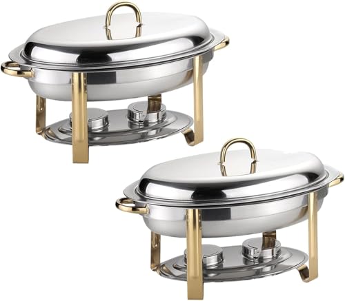Ensemble de plats à réchaud ovales de 6 L avec bac à nourriture et eau