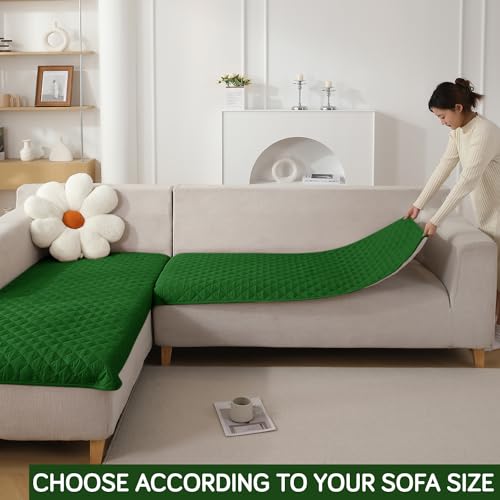 Image of HOKIPO Polyester Quilted Waterproof Sofa Cover Mats For 1 /2 /3 Seater Sofa And L Shape. Make Your Own Sofa Cover Set, Mat Length 81(D) X 60(L) Cm, Forest Green (AR-4963-W8)