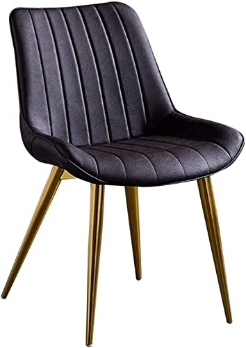 SJIALEN Modern PU Kitchen Dining Chairs, with Backrest Soft Cushion Dining Chairs Faux Leather Seat Golden Metal Legs Reception Chairs Kitchen Chair (Color : Brown, Size : 46x53x83cm)