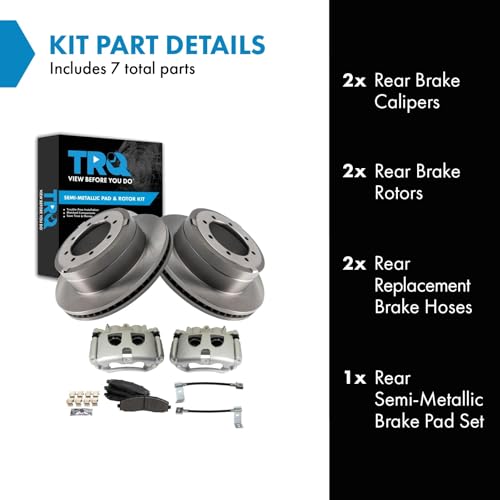 Image of TRQ Brake Pad & Rotor Kit Semi-Metallic Compatible with 2017-2019 Ford F-350 Super Duty