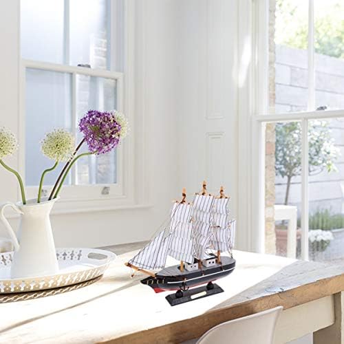 VOSAREA 24cm Sailboat Model Decoration Beach Nautical Wooden Model Boats Sailboat Ornament For Home Office Decor