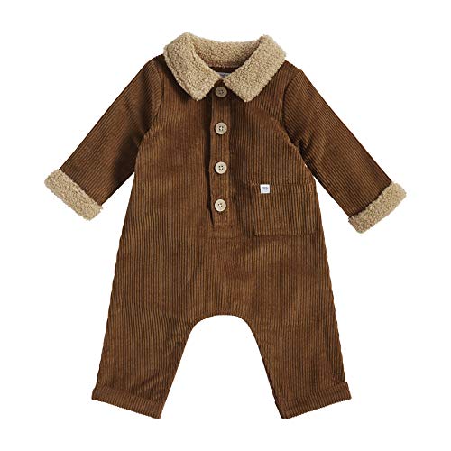 Corduroy baby boy one piece en velours premium marron taille 9-12 mois