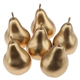 Meiwlong 6 PCS Artificial Realistic Pear Fake Lifelike Display Props Decoration Golden Birthday Part