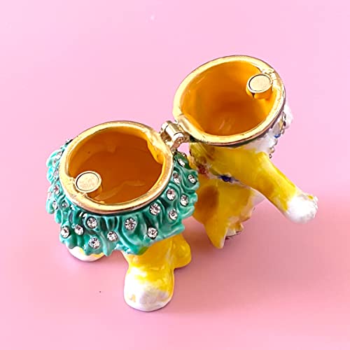 Jingshiy Metal Cat Trinket Jewelry Box Ornament Crystals Hinged Animal Figurines Collectible Jeweled Ring Holder Storage Birthday Christmas Gift #TOP6