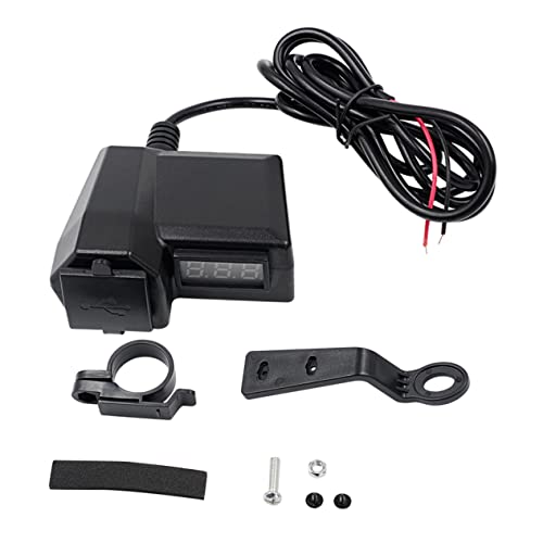 Vaguelly 1set Electric Motorcycle USB Charger with Voltmeter Dual Port Fast Charging Adapter for Motorcycles Atvs and Tricycles Output Cable