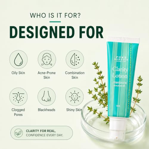 Image of Pure Bubbles Clarity Lotion for Oily & Acne-Prone Skin - Non-Comedogenic Daily Face Moisturizer to Control Oil & Reduce Shine (50ml)