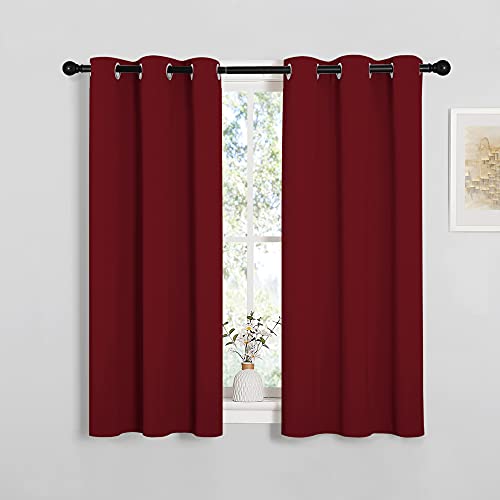 Image of NICETOWN Christmas Window Curtains Blackout Drapes, Thermal Insulated Home Decorative Blackout Curtains /Draperies for Laundry Room (One Pair, 34 by 45-inch, Burgundy Red)