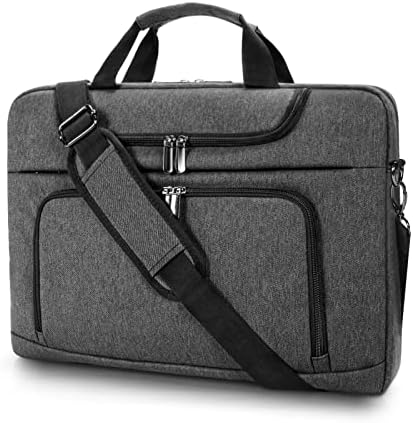 BERTASCHE Laptop Bag 15.6 inch for Men, Laptop Case Computer Bag for Work Business Trip Laptop Carrying Case w/Shoulder Strap Grey