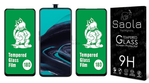 Image of Saola 18D Tempered Glass With Inbuilt AirBag Borders For Oppo Reno 2F (Pack Of 2) with Free Installation Kit. Full screen Coverage - 6.5 inch