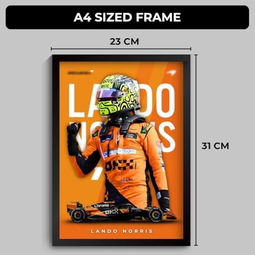 Image of Funk You Store Lando Norris Poster | Framed McLaren F1 Car A4 Sized (31 x 23 cm) | Lando Norris F1 Poster | McLaren Car Posters for Wall, Gift for Boys, Formula 1 Frames | Formula 1 Frame (F 085)
