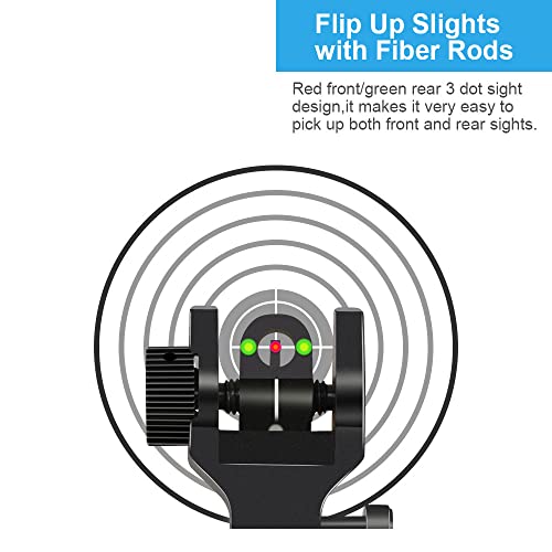 Fiber Optics Flip Up Iron Sight Front Red Dot Sight and Rear Green Dot Sight Fit Picatinny Weaver Rails - Image 5