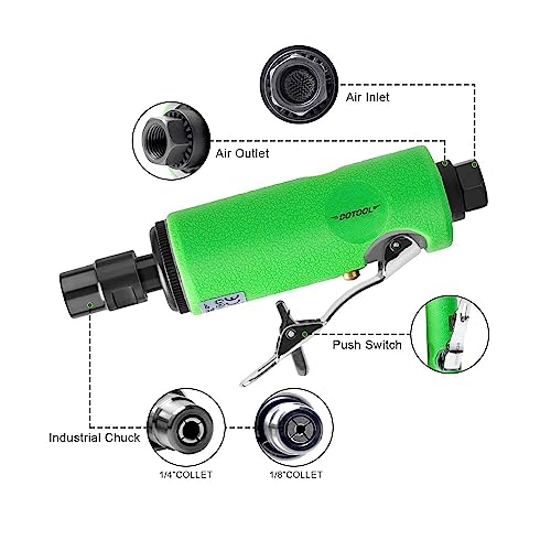 Dotool 1/4" Air Die Grinder Kit Straight Pneumatic 28000 Rpm Rear Exhaust Polisher With 1/4"(6Mm) And 1/8"(3Mm) Collets Mini And Compact Size, Polishing Tool #TOP1
