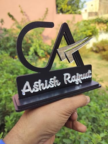 Image of Chartered Accountant CA Office Desk Name Plate crafted with Imported MDF and Mirror Acrylic | Best Gift for CA