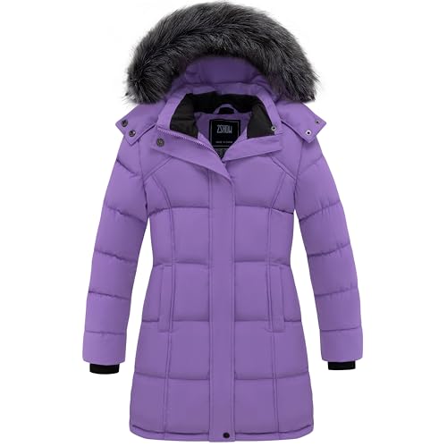 ZSHOW Girls' Winter Coat Warm Long Puffer Jacket with Detachable Hood