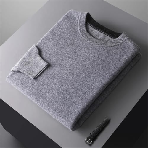 Men’S Solid Wool Round Neck Basic Knitted Sweater Long Sleeved Knitted Pullover3