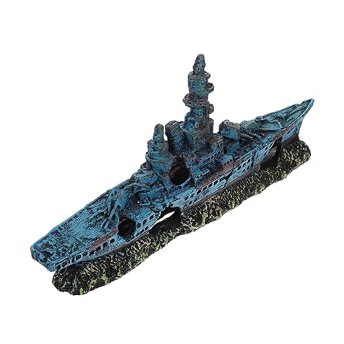 HYTROVE 水槽用シミュレー 船樹脂製沈没船飾り 隠れ家機能付きリウム装飾 魚の隠れ場所提供 水槽環境活性化 ク装飾