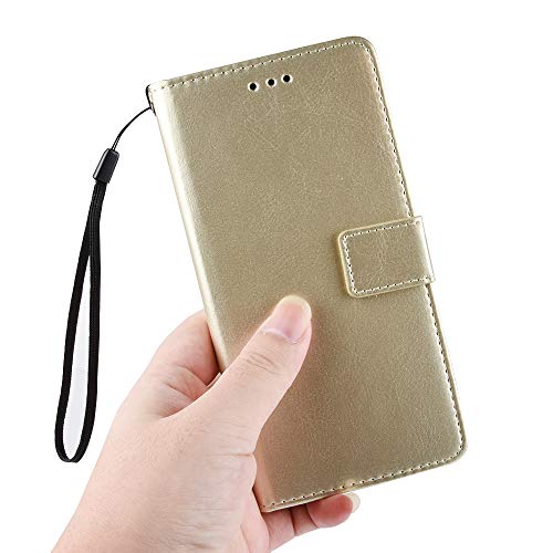 DAMONDY for LG Wing Case,Premium PU Leather Card Slots Magnetic Kickstand Flip Hand Strap Wallet Cases for LG Wing 5G -Gold