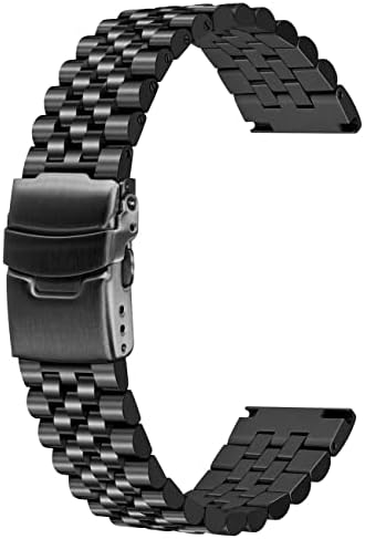 Super Brushed & Polished 3D Solid Silver Stainless Steel Watch Bracelet Band 20mm 22mm 24mm Security Double Deployment Buckle