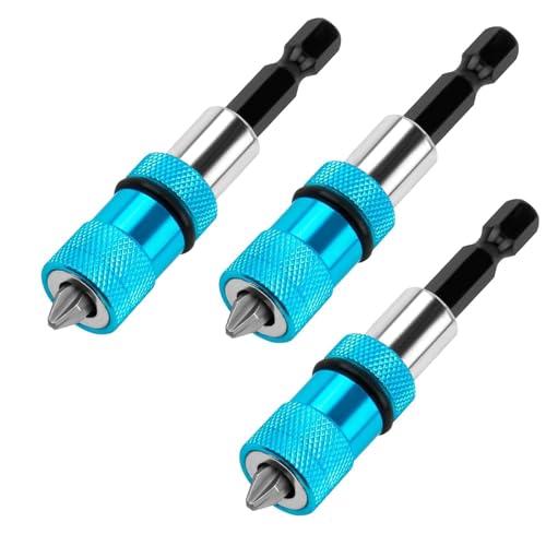 Lot de 3 Embouts Placo Magnétiques Bleus - Jeu d’Embouts pour Cloison Sèche avec Porte-Embouts Magnétiques à Changement Rapide et Butée de Profondeur...