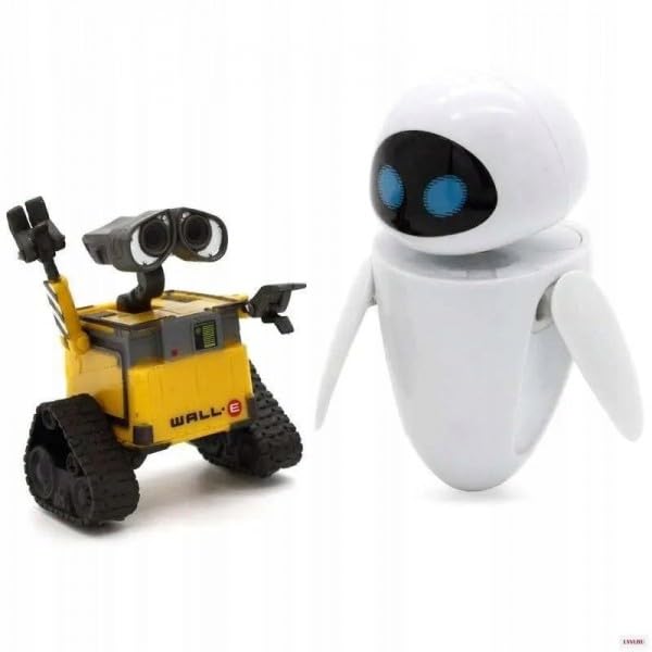 RESTEQ Juego de 2 figuras articulables: Wall-e y Eve con soporte de exhibición
