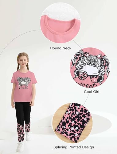 Image of Girl Clothes Cute Cool Girl Tops Splicing Pants 2 Piece Girls Summer Outfits 6-14 Years