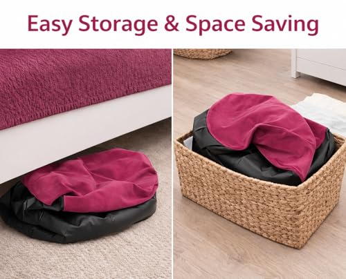 Image of Inflatable Lounge Chair for Adults with Ottoman, Foldable Air Sofa Couch, Portable Blow Up Chair for Living Room Bedroom, Comfortable Indoor Seating, 150 kg Capacity (Red)