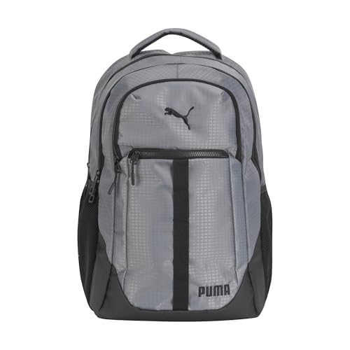 PUMA Strategy Ripstop Backpack with Padded Adjustable Straps, Laptop Sleeve & Water Bottle Pockets, Cast Iron, One Size