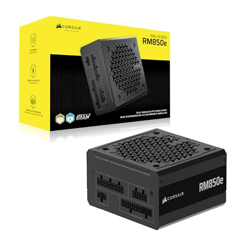 Image of Corsair RM850e (2025) Fully Modular Low-Noise ATX Power Supply with 12V-2x6 Cable - ATX 3.1 & PCIe 5.1 Compliant, Cybenetics Gold Efficiency, 105C-Rated Capacitors - Black (Renewed)