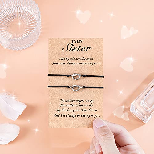 Jeka Sister Bracelets For 2, Sister Gifts From Sister, Matching Bracelets Best Friends Friendship Love Knot Distance Bracelet Birthday Gifts For 2 Younger Sister Teen Girls Women #TOP4