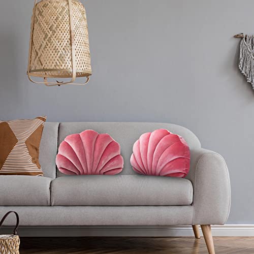 Pink Sea Princess Seashell Decorative Pillow, Soft Summer Sea Shell Shaped Chair Cushion Stuffed Throw Pillow Cute Clam Pillow For Sofa Bed Couch Chair Home Bedroom Living Room Office (13.4 X 9.8 In) #TOP6