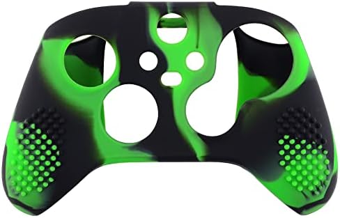 eXtremeRate PlayVital Anti-Slip Silicone Cover Skin for Xbox Series X/S Controller with Thumb Grip Caps, 3D Studded Edition Soft Rubber Case Protector for Xbox Core Controller - Green & Black — view 7
