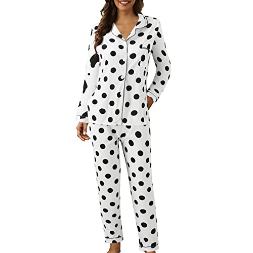 Frauen Pyjama Pyjama FüR Damen Langarm Damen Schlafanzug Mit Knopfleiste...