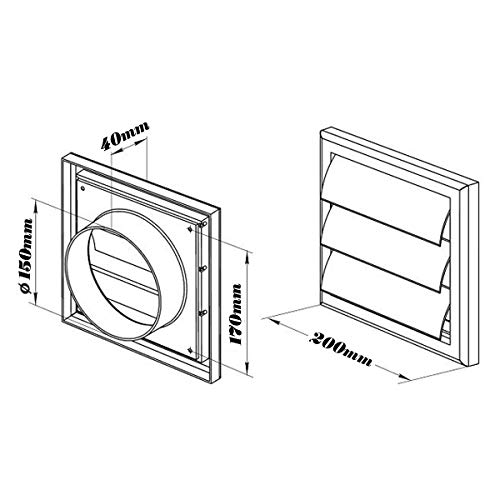 Rejilla de ventilación plástica blanca para pared, cubierta 200x200x40mm para conductos, calefacción y ventilación miniatura 2