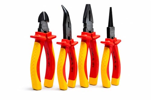 INGDAUM® VDE Zangensatz / 4er-Set mit Seitenschneider, Spitzzange gebogen, Rundzange und Kombizange je 6'/160 mm, isoliert gegen 1000 V (Version 4.1)