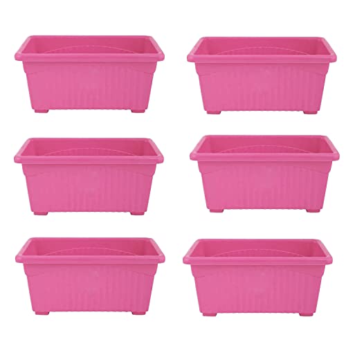 Image of Bianco Rectangular Plastic Pots for Plants, Jupiter Flower Pots for Home, Window Display, Garden (35 x 18.5 x 15 cm) (Pink) (Pack of 6)