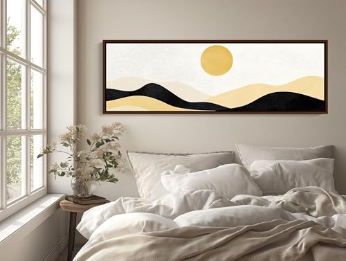 Tableau panoramique bohème et affiche paysage de montagne sur toile 20x60